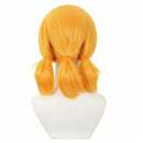 Women Anime Jessie Cosplay Wig Orange Hair Curled Bangs Double Ponytails
