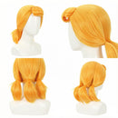 Women Anime Jessie Cosplay Wig Orange Hair Curled Bangs Double Ponytails
