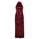 Women Ballerina Eve Cosplay Costume Burgundy Red Sequin Evening Dress - AwwwCos