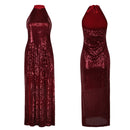 Women Ballerina Eve Cosplay Costume Burgundy Red Sequin Evening Dress - AwwwCos