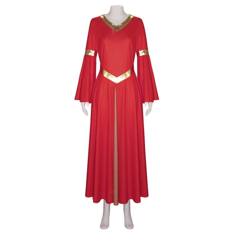 Women Bi Color Bell Long Sleeve Dress Church Robe Praisewear - AwwwCos