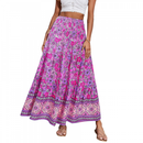 Women Bohemian Long Skirts High Waist Boho A Line Pleated Maxi Skirts - AwwwCos