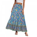 Women Bohemian Long Skirts High Waist Boho A Line Pleated Maxi Skirts - AwwwCos