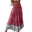 Women Bohemian Long Skirts High Waist Boho A Line Pleated Maxi Skirts - AwwwCos