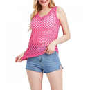 Women Casual Neon Fishnet Tank Slim Fit Party Blouse Vest - AwwwCos