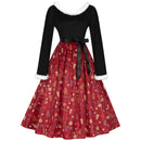 Women Christmas Cosplay Print Dress Stage Performance Costumes