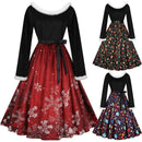 Women Christmas Cosplay Print Dress Stage Performance Costumes