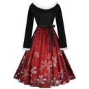 Women Christmas Cosplay Print Dress Stage Performance Costumes