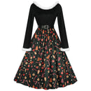 Women Christmas Cosplay Print Dress Stage Performance Costumes