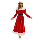 Women Christmas Mrs Santa Claus Cosplay Costume Long Sleeve Dress - AwwwCos