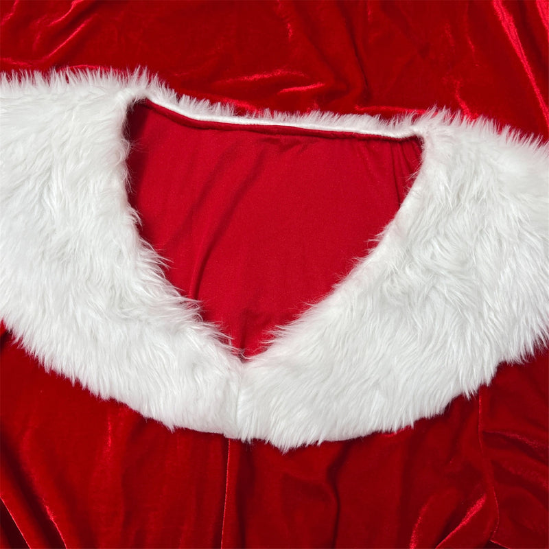 Women Christmas Mrs Santa Claus Cosplay Costume Long Sleeve Dress - AwwwCos