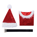 Women Christmas Mrs Santa Claus Cosplay Costume Sequin Mini Dress Hat - AwwwCos