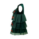 Women Christmas Party Elf Cosplay Costume Green Sleeveless Dress Shorts Hat - AwwwCos