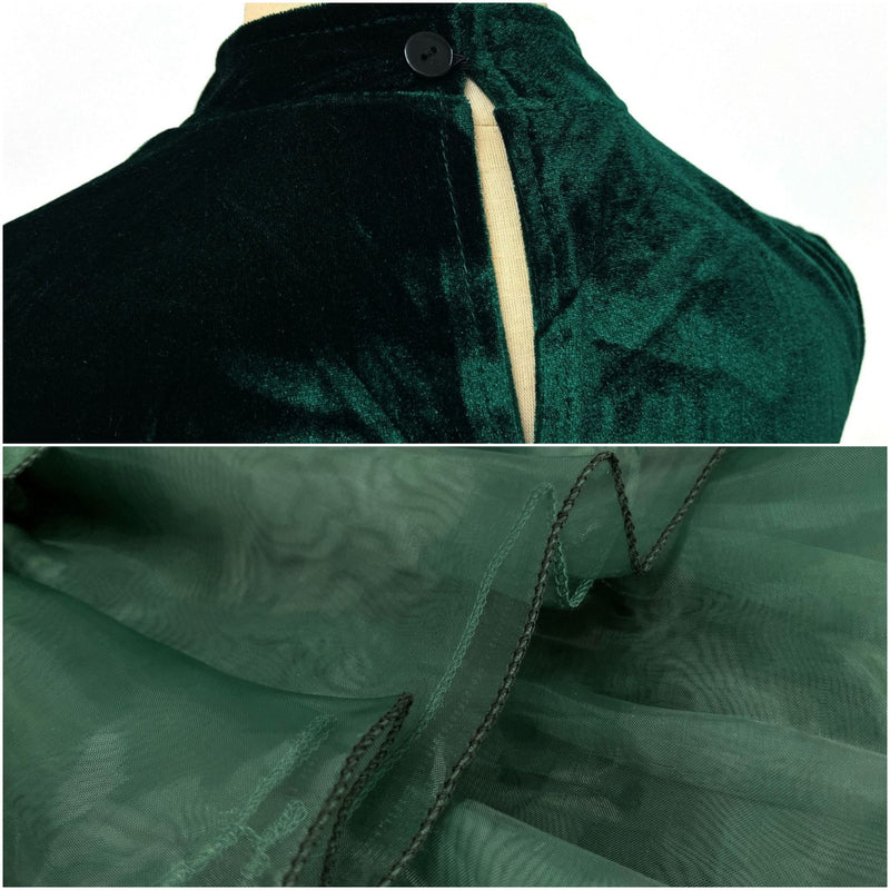 Women Christmas Party Elf Cosplay Costume Green Sleeveless Dress Shorts Hat - AwwwCos