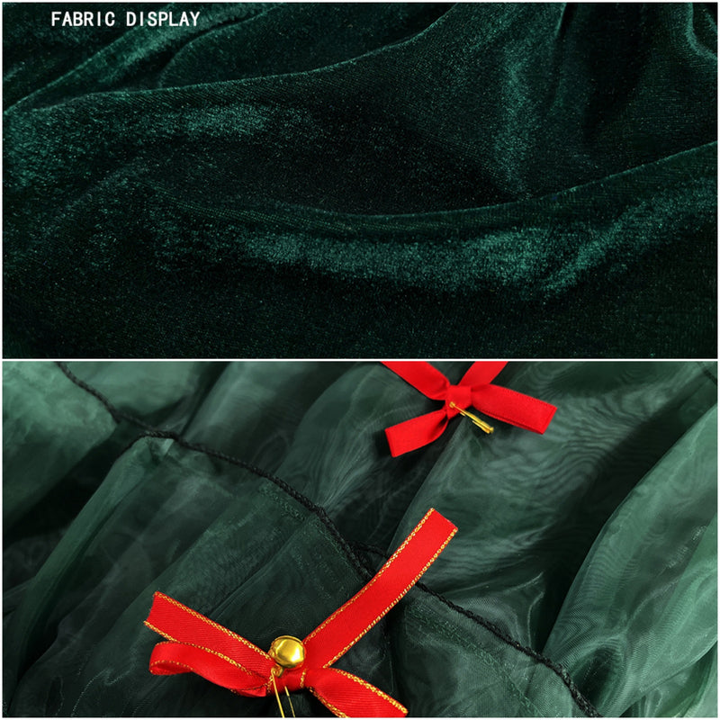 Women Christmas Party Elf Cosplay Costume Green Sleeveless Dress Shorts Hat - AwwwCos