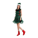 Women Christmas Party Elf Cosplay Costume Green Sleeveless Dress Shorts Hat - AwwwCos