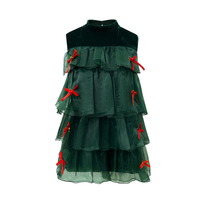 Women Christmas Party Elf Cosplay Costume Green Sleeveless Dress Shorts Hat - AwwwCos