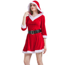 Women Christmas Party Event Cosplay Costume Hooded Red Dress - AwwwCos