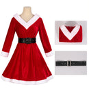 Women Christmas Party Event Cosplay Costume Hooded Red Dress - AwwwCos