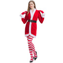 Women Christmas Party Event Cosplay Costume Red Coat Socks - AwwwCos