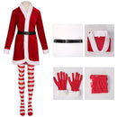 Women Christmas Party Event Cosplay Costume Red Coat Socks - AwwwCos