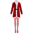 Women Christmas Party Event Cosplay Costume Red Coat Socks - AwwwCos
