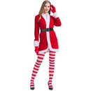 Women Christmas Party Event Cosplay Costume Red Coat Socks - AwwwCos