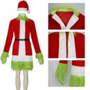 Women Christmas Party Event Cosplay Costume Trench Gloves Hat