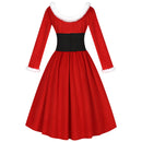 Women Christmas Party Event Waist-strap Irregular Red Dress