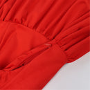 Women Christmas Party Event Waist-strap Irregular Red Dress