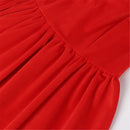 Women Christmas Party Event Waist-strap Irregular Red Dress