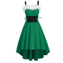 Women Christmas Party Performance Waist-strap Irregular Dress