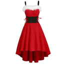 Women Christmas Party Performance Waist-strap Irregular Dress