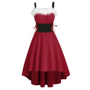 Women Christmas Party Performance Waist-strap Irregular Dress
