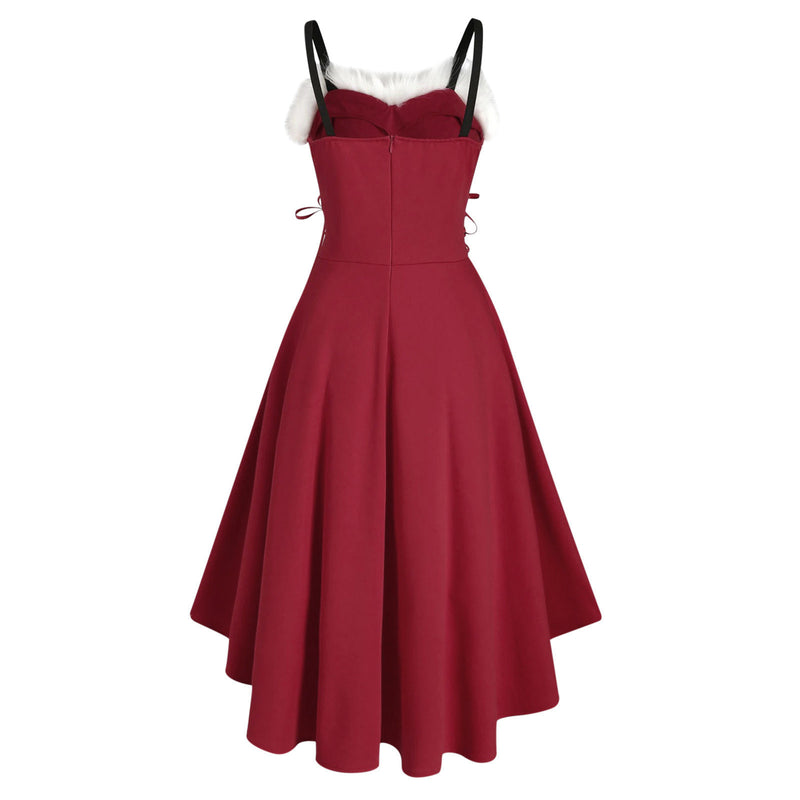 Women Christmas Party Performance Waist-strap Irregular Dress