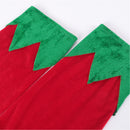 Women Christmas Red Collar Green Straight Dress Striped Socks Belt