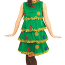 Women Christmas Party Tree Outfit Set Cute Green Elf Headband Dress