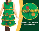 Women Christmas Party Tree Outfit Set Cute Green Elf Headband Dress