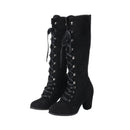 Women Chunky Heel Knee High Boots Medieval Victorian Cosplay Shoes - AwwwCos