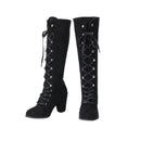 Women Chunky Heel Knee High Boots Medieval Victorian Cosplay Shoes - AwwwCos