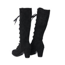 Women Chunky Heel Knee High Boots Medieval Victorian Cosplay Shoes - AwwwCos