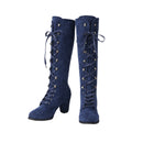 Women Chunky Heel Knee High Boots Medieval Victorian Cosplay Shoes - AwwwCos