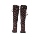 Women Chunky Heel Knee High Boots Medieval Victorian Cosplay Shoes - AwwwCos