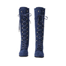 Women Chunky Heel Knee High Boots Medieval Victorian Cosplay Shoes - AwwwCos