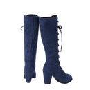 Women Chunky Heel Knee High Boots Medieval Victorian Cosplay Shoes - AwwwCos