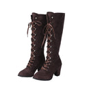 Women Chunky Heel Knee High Boots Medieval Victorian Cosplay Shoes - AwwwCos