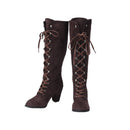 Women Chunky Heel Knee High Boots Medieval Victorian Cosplay Shoes - AwwwCos