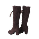 Women Chunky Heel Knee High Boots Medieval Victorian Cosplay Shoes - AwwwCos