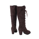 Women Chunky Heel Knee High Boots Medieval Victorian Cosplay Shoes - AwwwCos