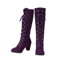 Women Chunky Heel Knee High Boots Medieval Victorian Cosplay Shoes - AwwwCos